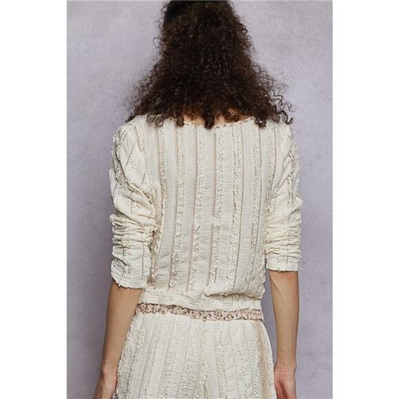 POL Texture Long Sleeve Blouse with Floral Ruffled - Picture 4 of 12